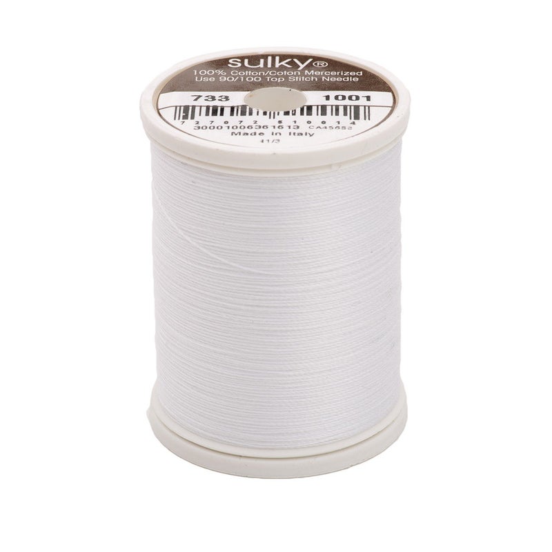 Sulky of America 400d 30wt Cotton Thread, 500 yd, Bright White
